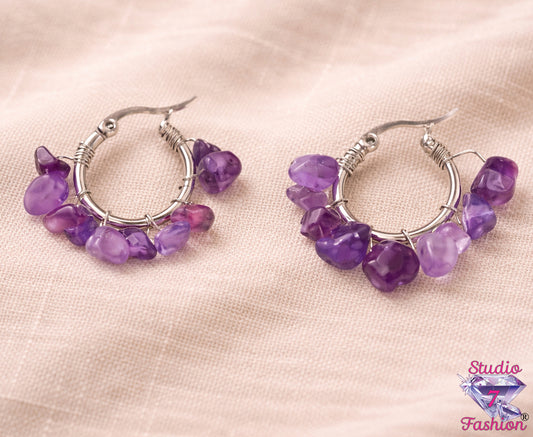 Amethyst Whisper Hoop Earrings