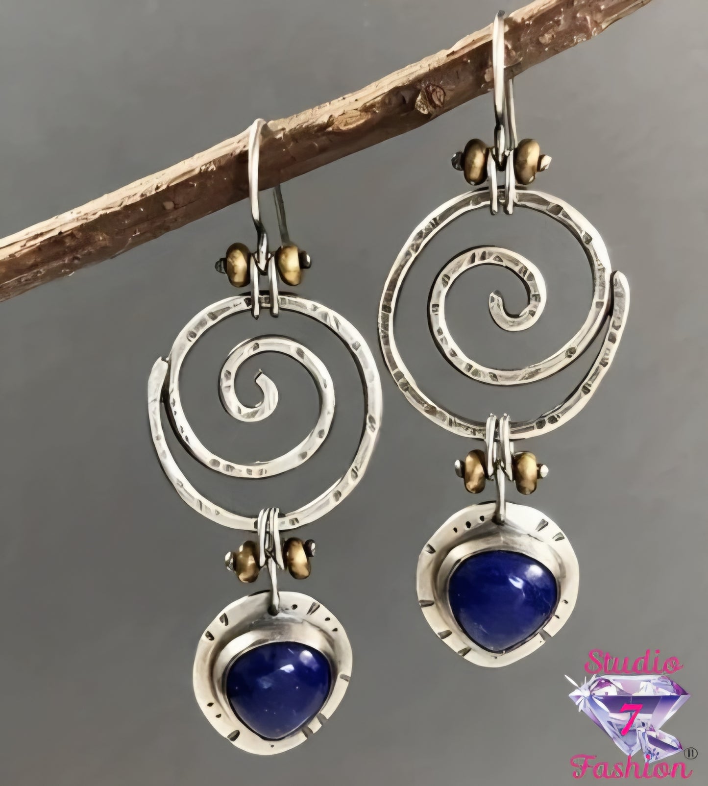 Celestial Coast Lapis Lazuli Spiral Earrings