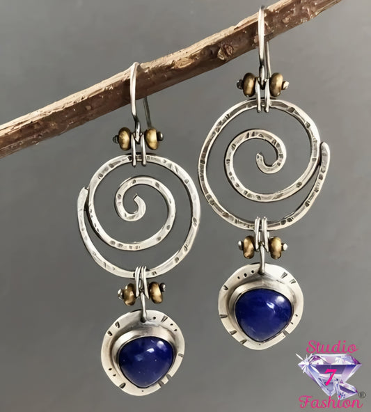 Celestial Coast Lapis Lazuli Spiral Earrings