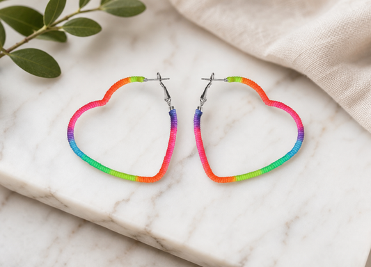 Rainbow Heart Hoop Earrings,Studio7Fashion