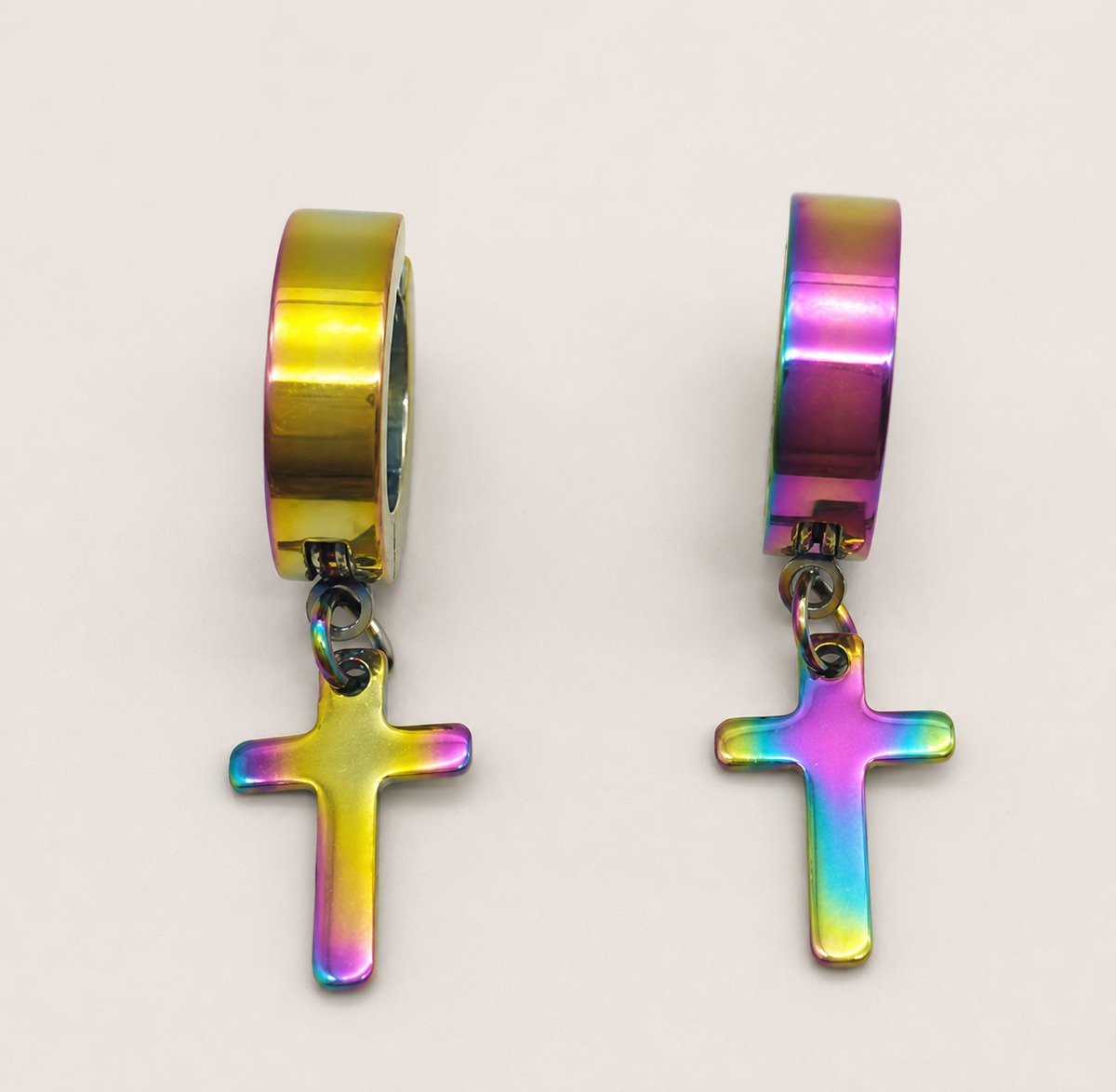 earrings, dangle earrings, cross earrings, faith jewelry, Christian jewelry, iridescent, multicolor jewelry, church wear, gift,Studio7Fashion