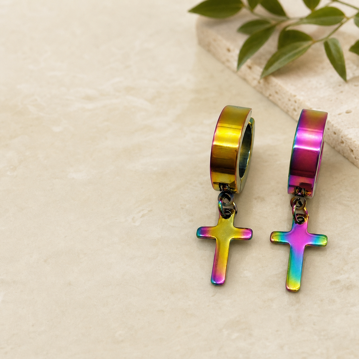 Iridescent Cross Dangle Earrings,Studio7Fashion
