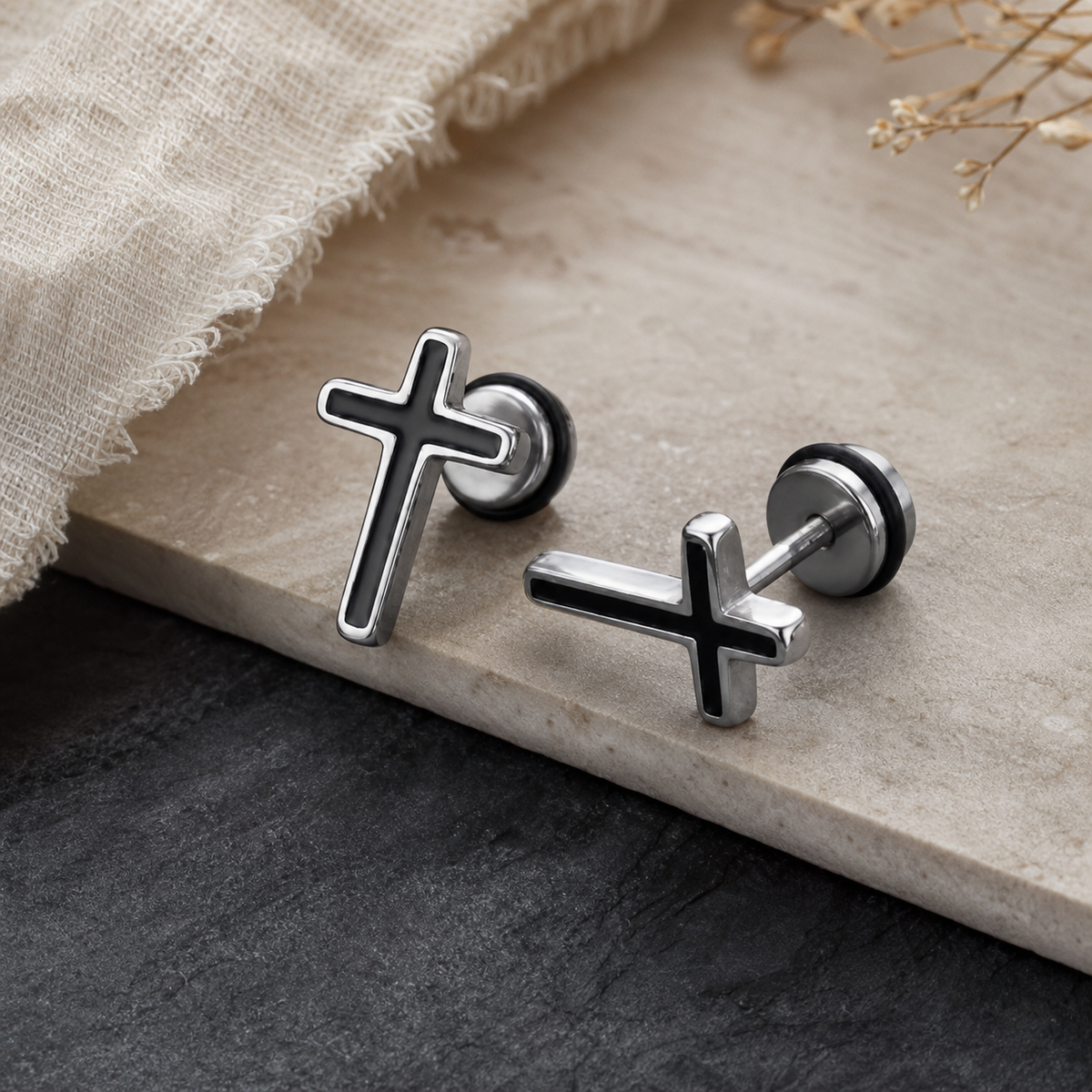 Silver Cross Stud Earrings,Studio7Fashion