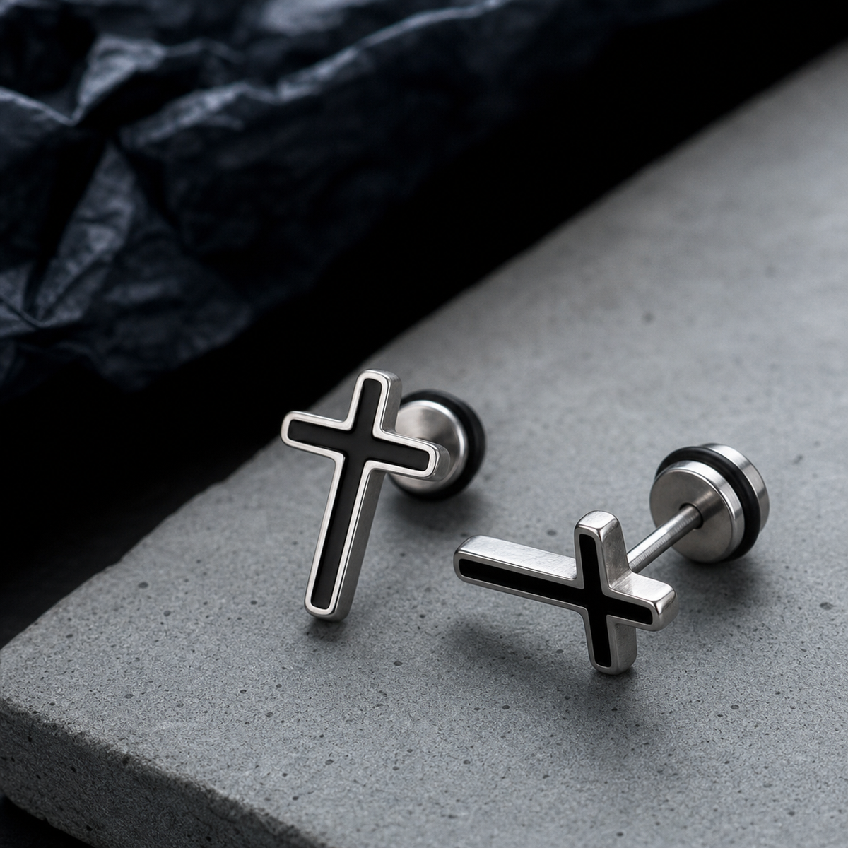 Silver Cross Stud Earrings,Studio7Fashion