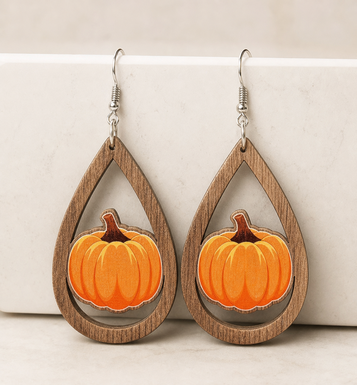 earrings, pumpkin earrings, wooden earrings, teardrop earrings, fall jewelry, autumn accessories, orange jewelry, brown jewelry, Halloween accessories, gift,Studio7Fashion