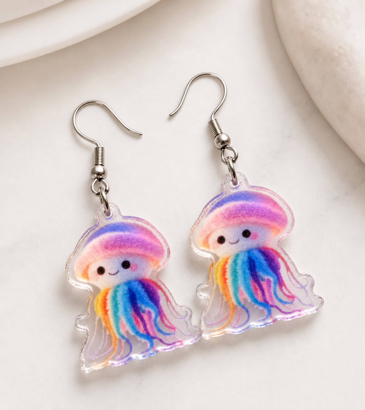 earrings, jellyfish earrings, rainbow earrings, ocean inspired, colorful jewelry, dangle earrings, whimsical jewelry, gift,Studio7Fashion