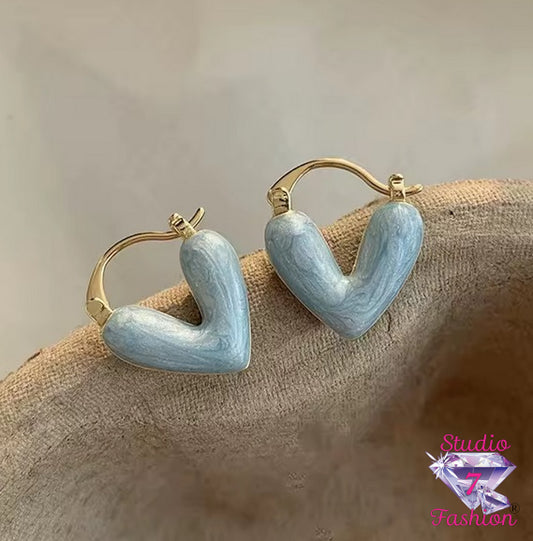 Artistic Azure Heart Earrings
