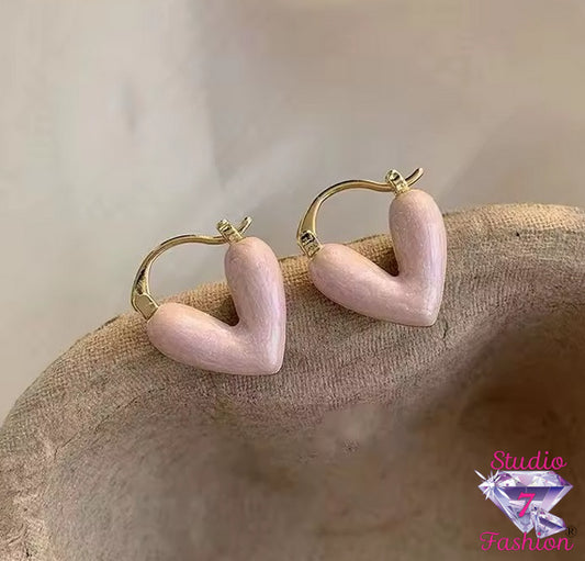 Artistic Pink Heart Earrings
