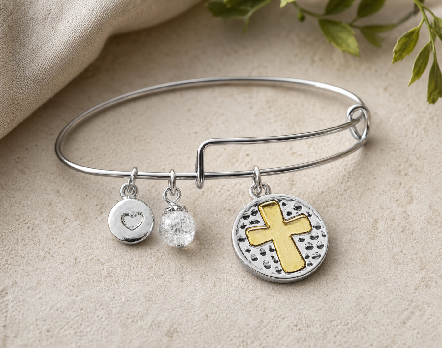 Gold Cross Charm Bracelet,Studio7Fashion