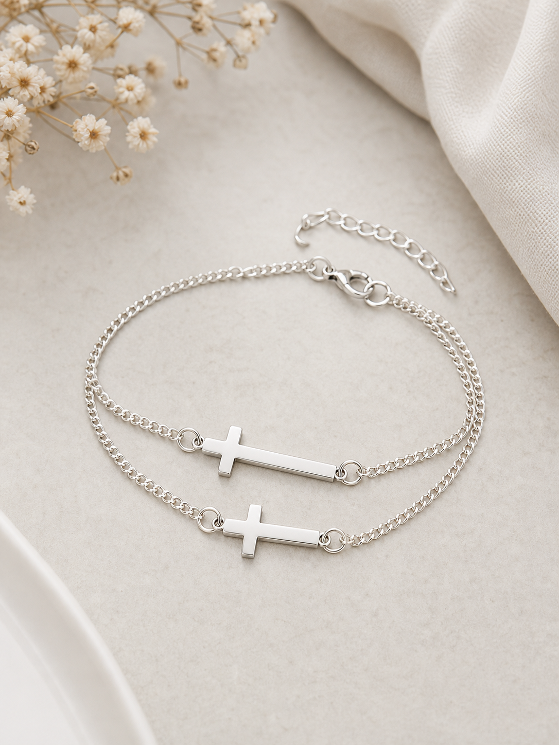 Silver-Tone Cross Bracelet,Studio7Fashion
