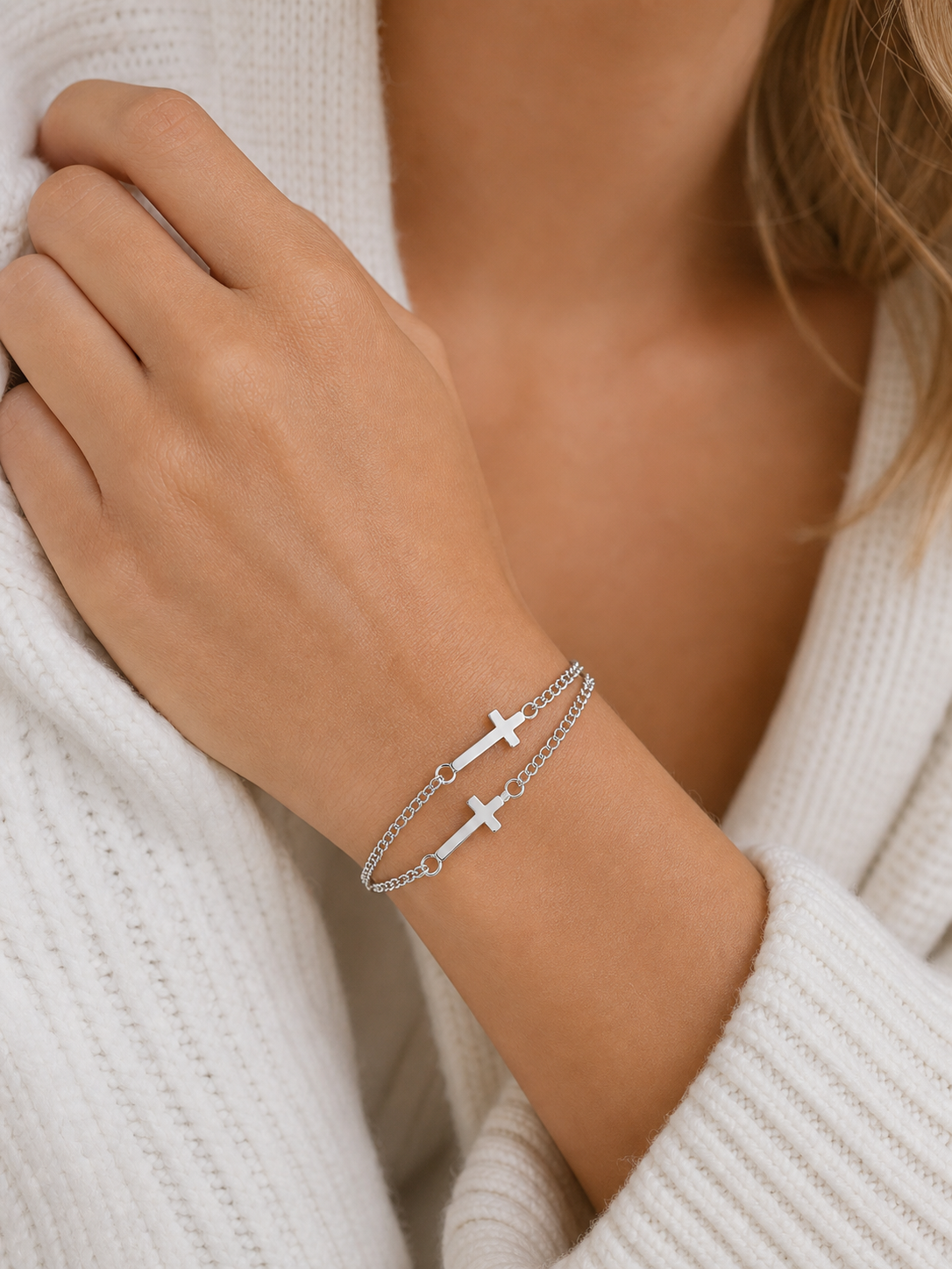 Silver-Tone Cross Bracelet | Studio7Fashion,Studio7Fashion