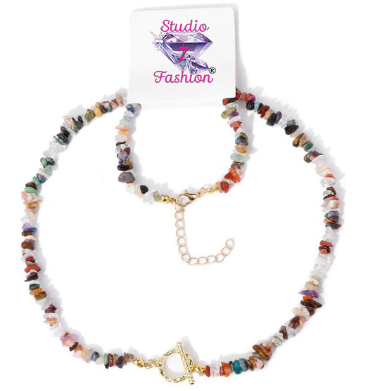 Bohemian Stone Choker Necklace and Bracelet Set