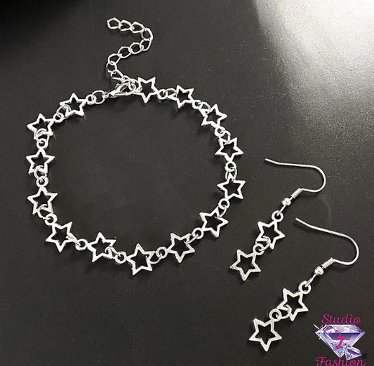 Celestial Stars Earrings and Bracelet Set