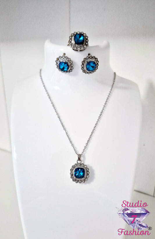 Ocean Glimmer Necklace, Earring and Ring Set