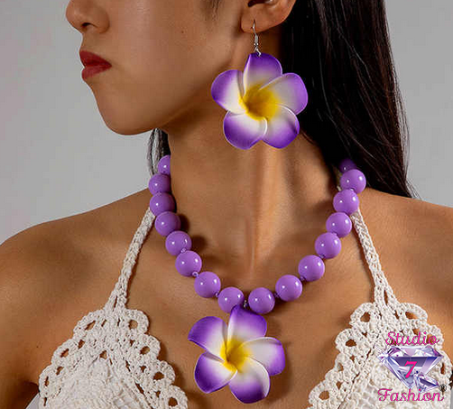 Tropical Bloom Necklace Earring Set