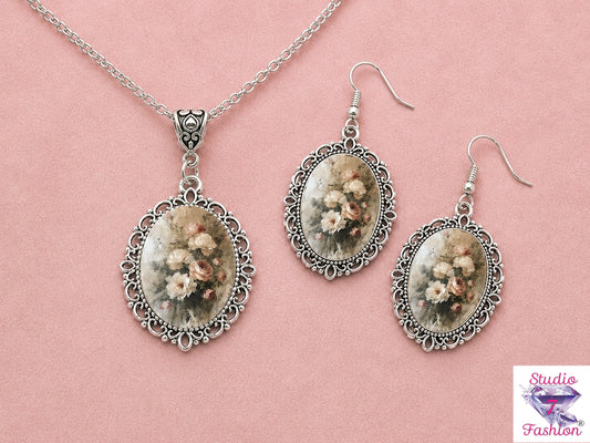 Vintage Romance Cameo Jewelry Set