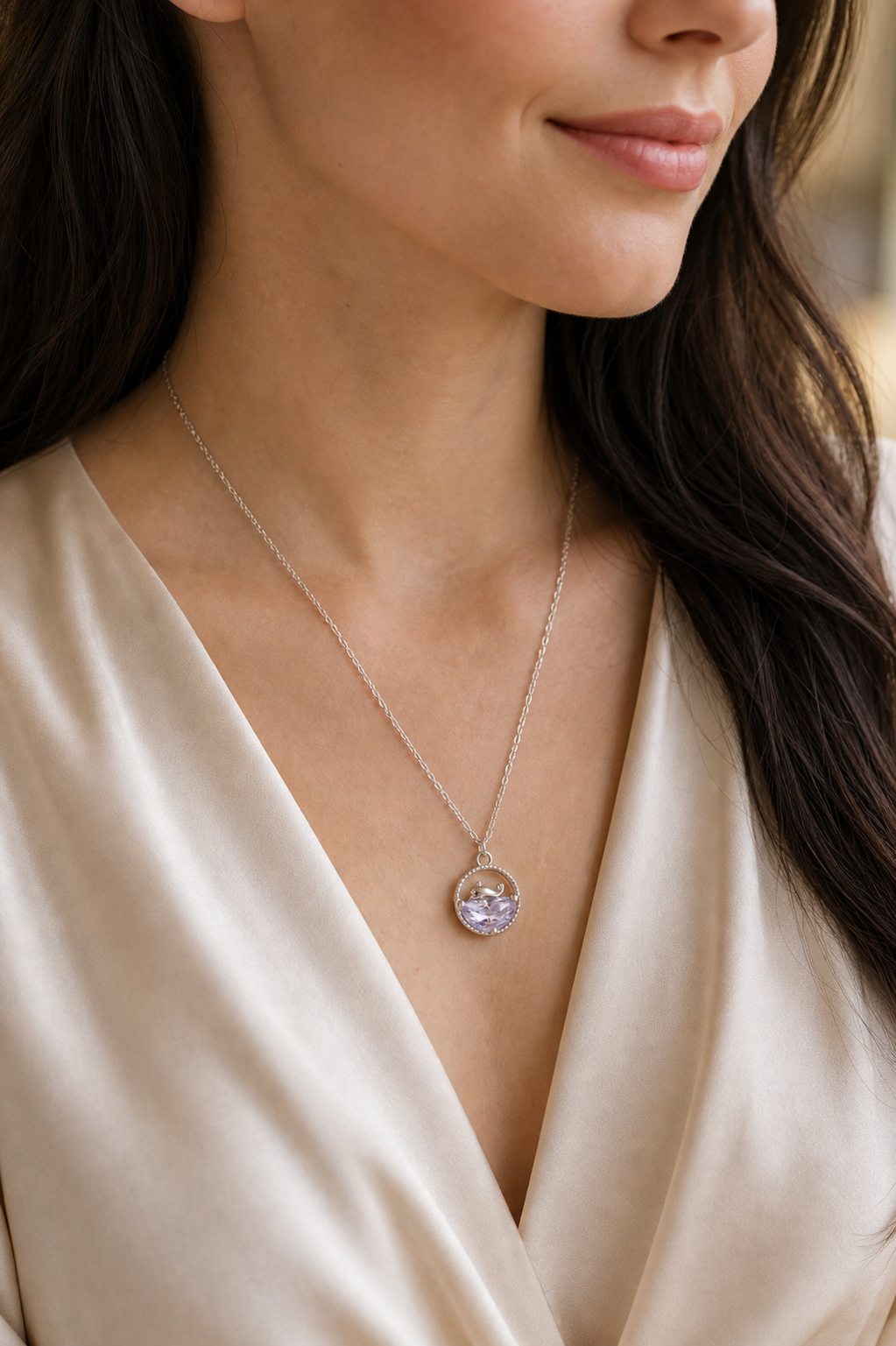 Clear Faceted Round Pendant Necklace | Studio7Fashion,Studio7Fashion