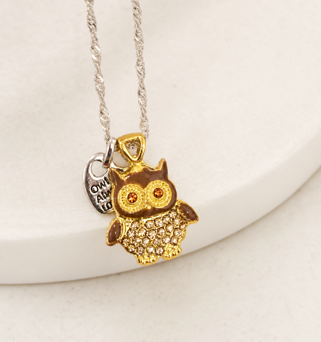 owl necklace, owl jewelry, pendant necklace, gold-tone necklace, whimsical jewelry, animal jewelry, everyday necklace, gift for owl lovers, Studio7Fashion,Studio7Fashion