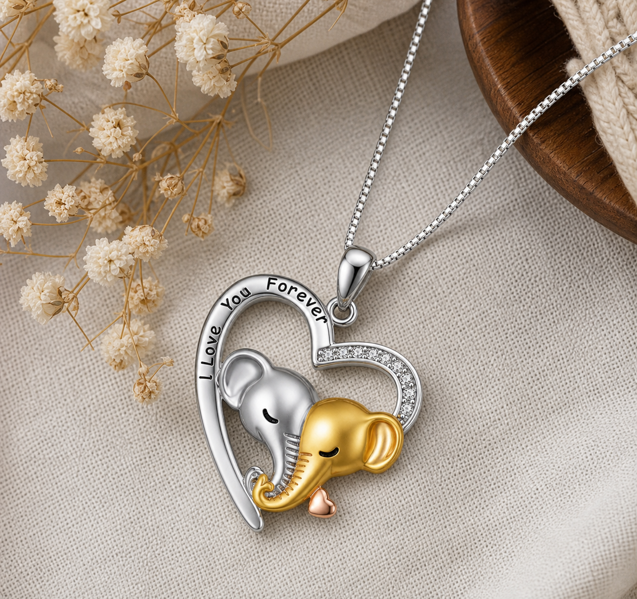 I Love You Forever Elephant Heart Necklace,Studio7Fashion