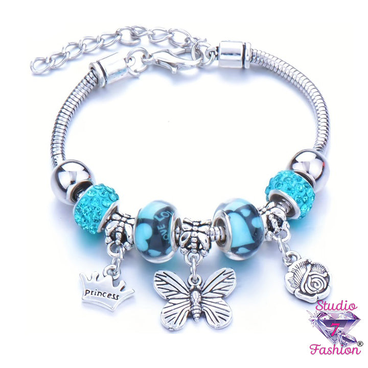 Butterfly Blue Love Charm Bracelet