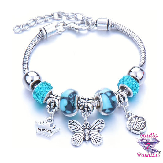 Butterfly Blue Love Charm Bracelet