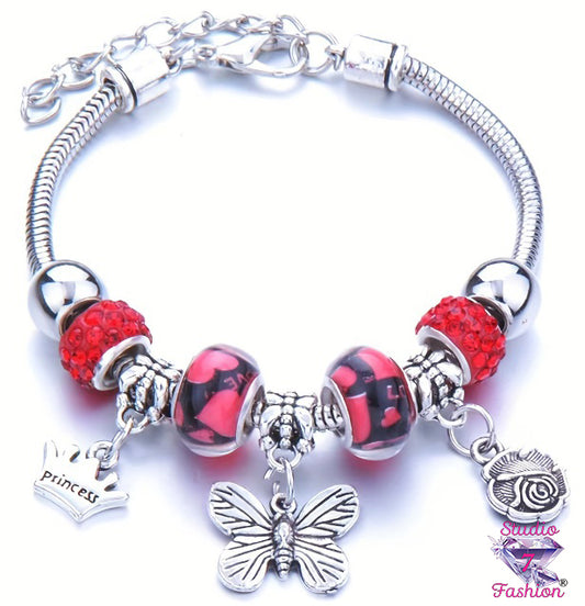 Butterfly Red Love Charm Bracelet