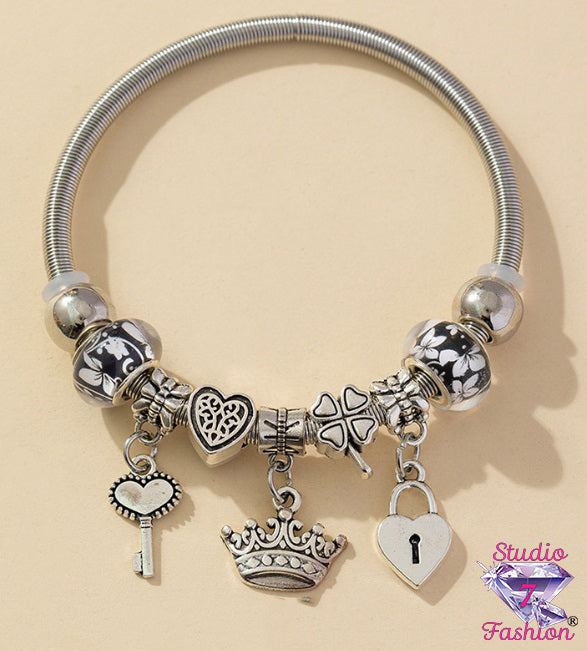 Ebony Floral Royalty Charm Bracelet