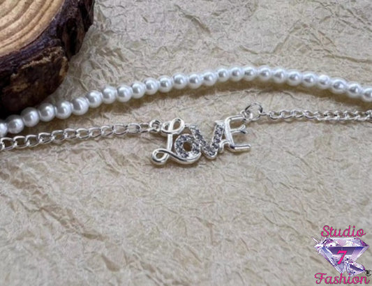 Infinite Love Pearl & Rhinestone Link Bracelet