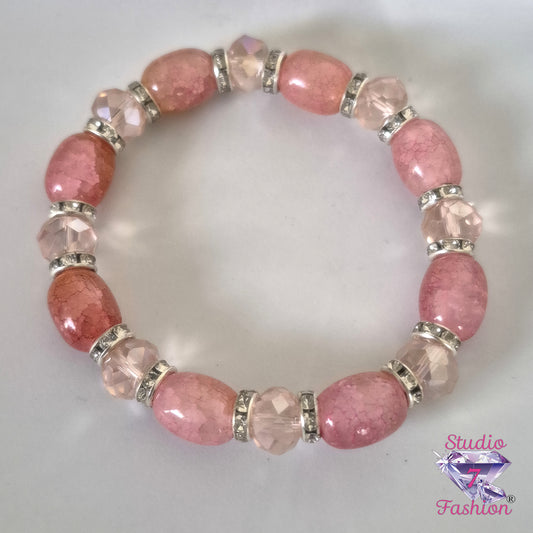 Coral and Pink Sparkle Stretch Bracelet