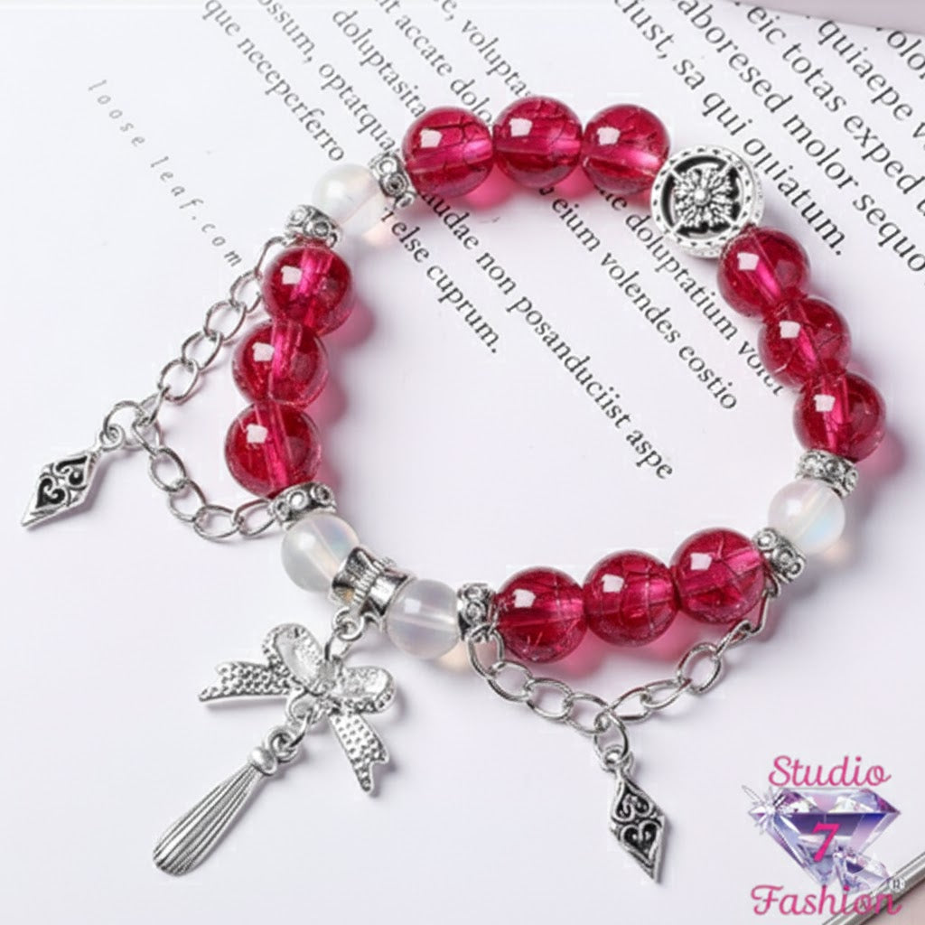 Ethereal Bow & Compass Bracelet Red