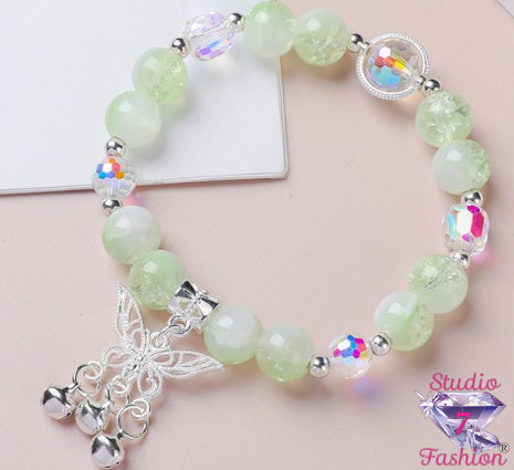 Verdant Glow Butterfly Bell Bracelet