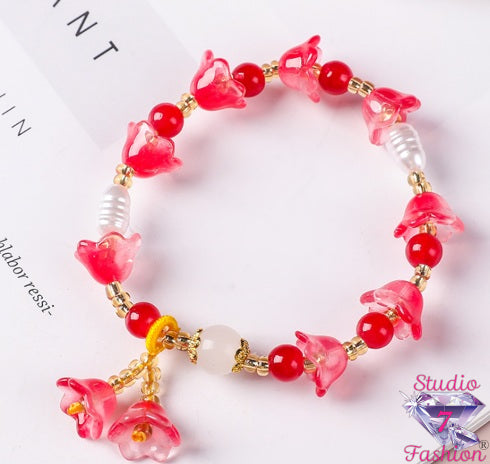 Crimson Lily of the Valley Bracelet