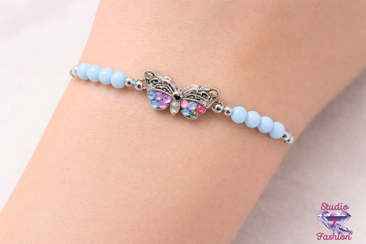 Sky-Glow Butterfly Beaded Bracelet