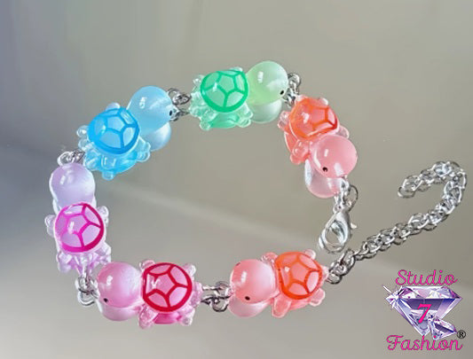 Colorful Turtle Parade Ankle Bracelet