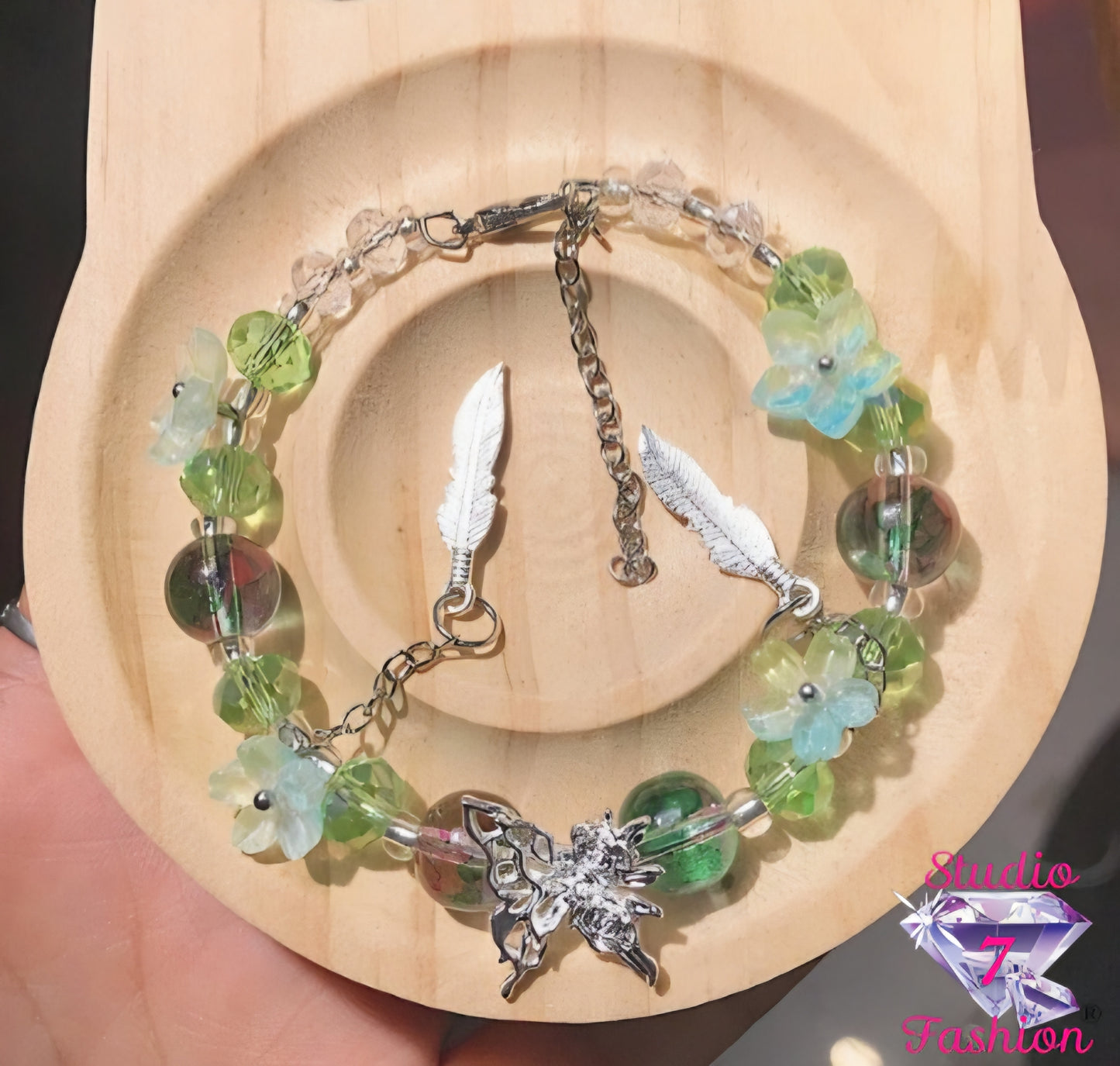 Woodland Dream Beaded Butterfly & Feather Bracelet