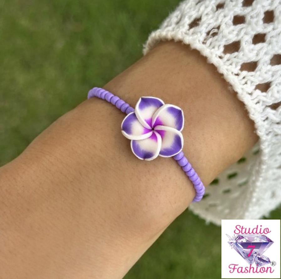 Tropical Bliss Purple Plumeria Bracelet