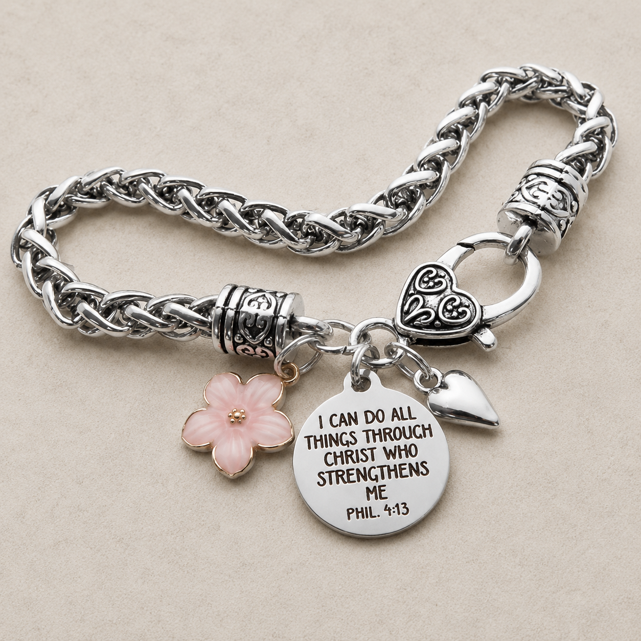 Strength Through Christ Charm Bracelet