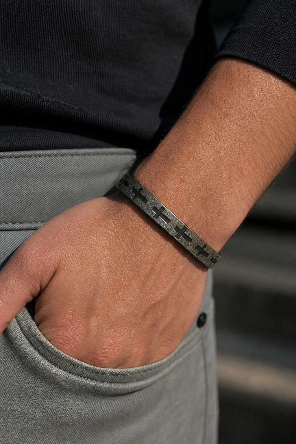 Black Cross Cuff Bracelet | Studio7Fashion,Studio7Fashion