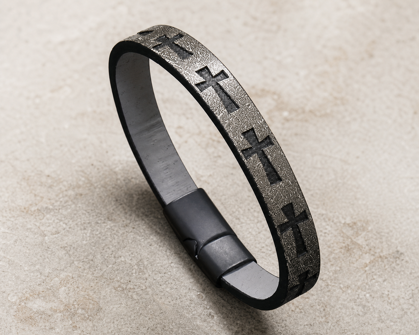 bracelet, cuff bracelet, black bracelet, cross bracelet, faith bracelet, Christian jewelry, religious bracelet, minimalist bracelet, everyday jewelry, gift for her, unisex bracelet,Studio7Fashion