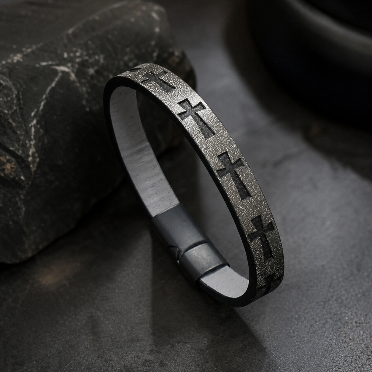 Black Cross Cuff Bracelet,Studio7Fashion