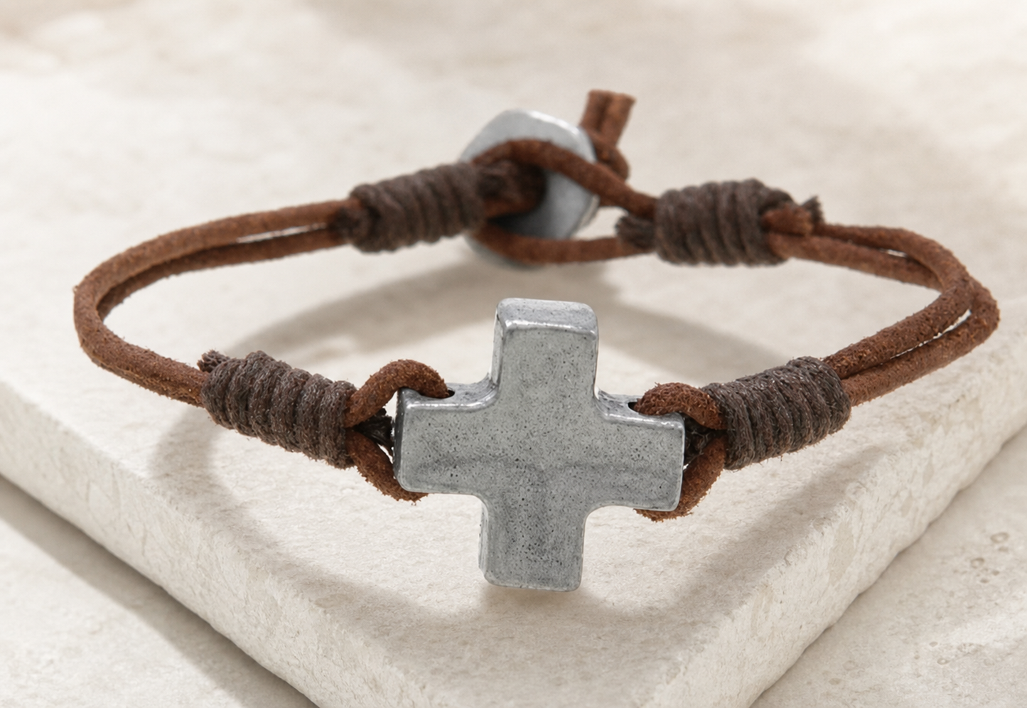 bracelet, cross bracelet, faith jewelry, Christian jewelry, brown bracelet, cord bracelet, religious gift, inspirational jewelry, everyday jewelry,Studio7Fashion