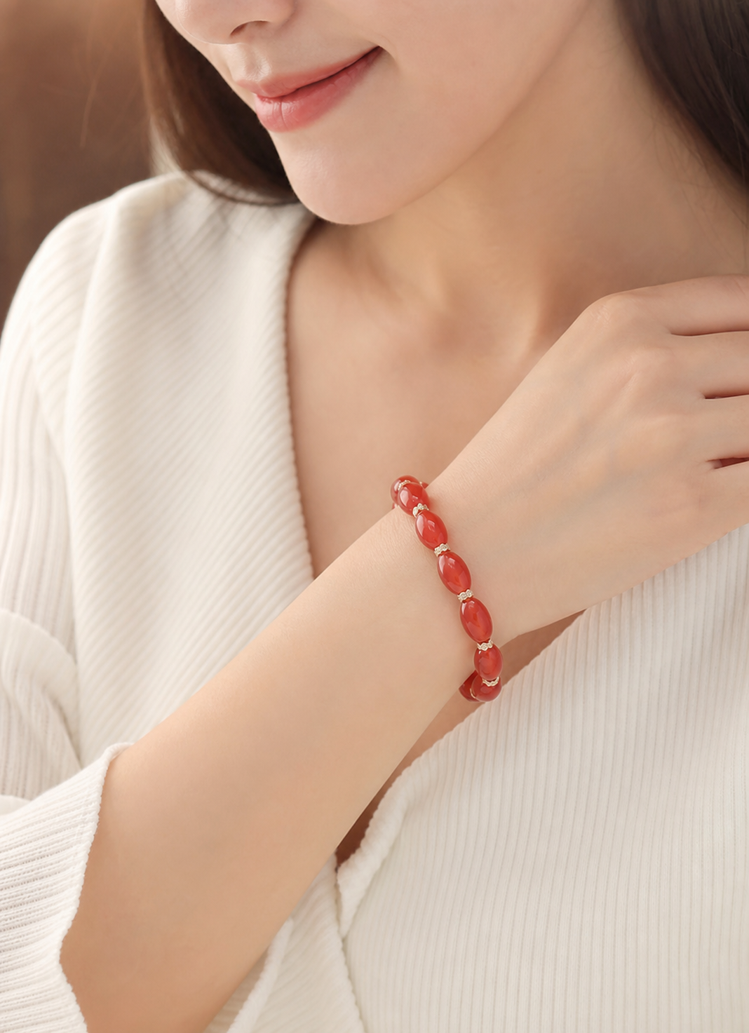 Red Oval Beaded Bracelet | Studio7Fashion,Studio7Fashion