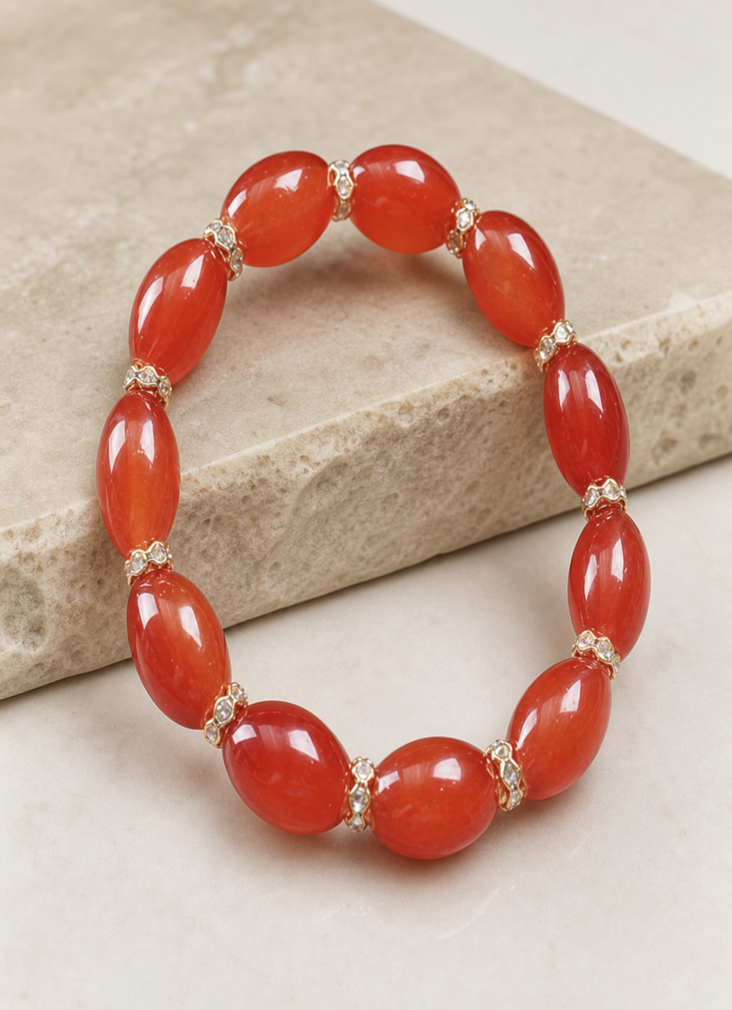 bracelet, beaded bracelet, red bracelet, red jewelry, gold-tone accents, fashion jewelry, women's jewelry, gift idea,Studio7Fashion