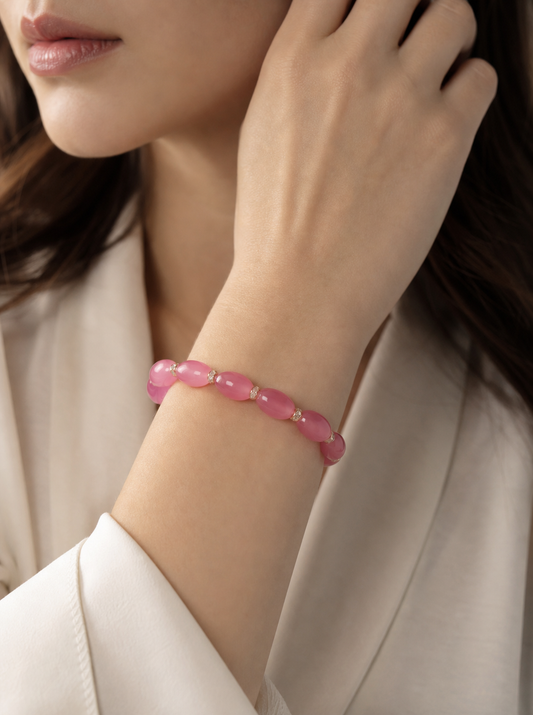 Pink Oval Beaded Bracelet | Studio7Fashion,Studio7Fashion