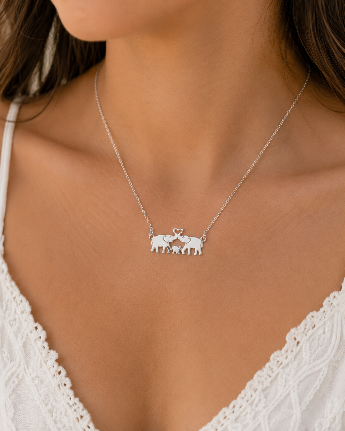 Forever Together Elephant Family Necklace