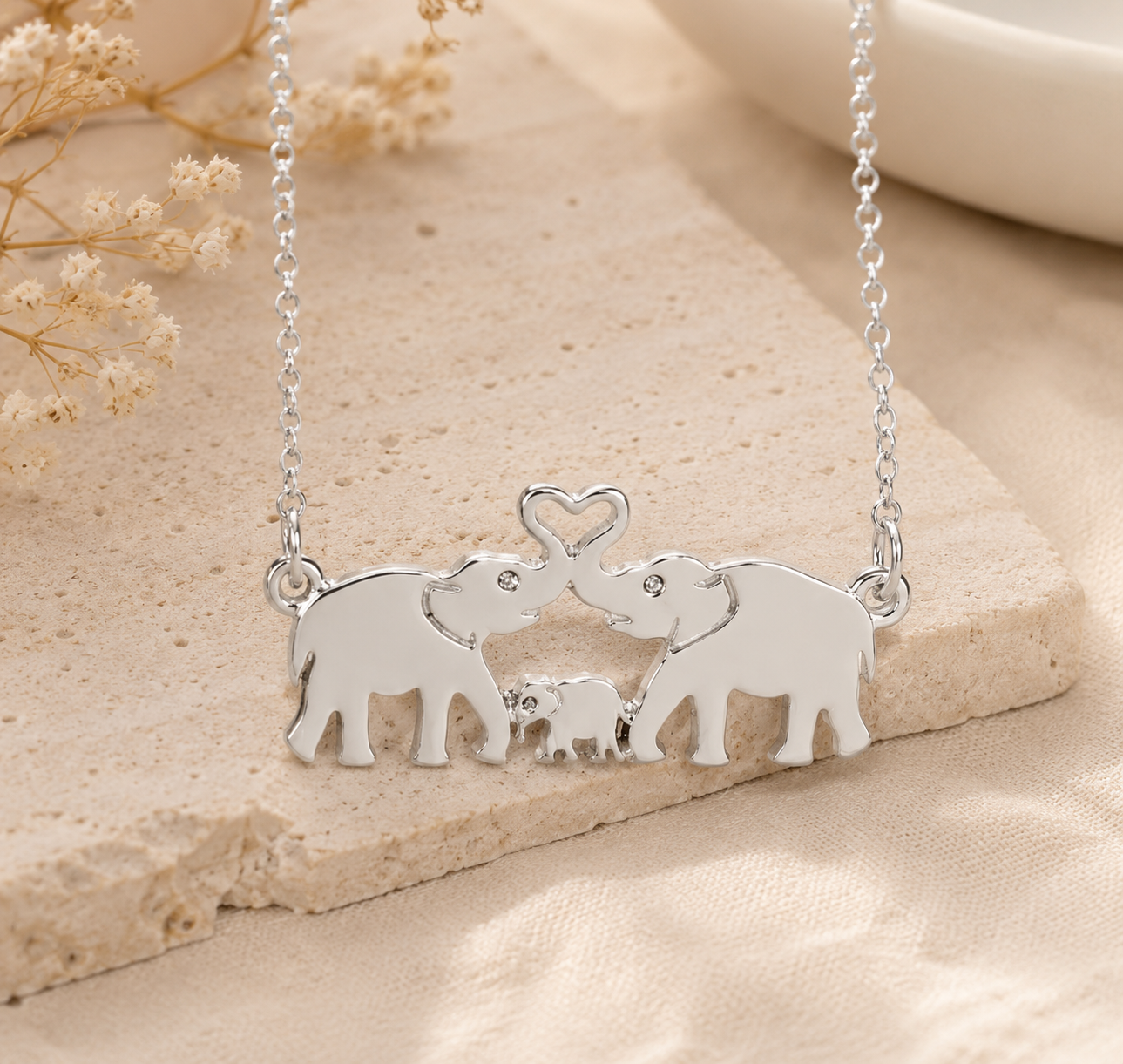 Forever Together Elephant Family Necklace