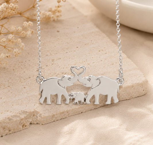 Forever Together Elephant Family Necklace