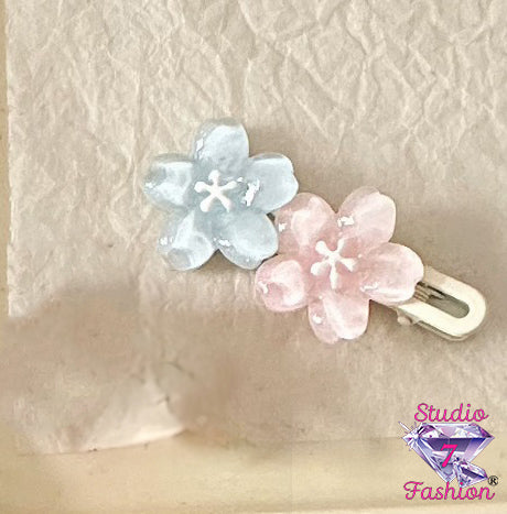 Pink & Blue Sakura Bloom Hair Clip