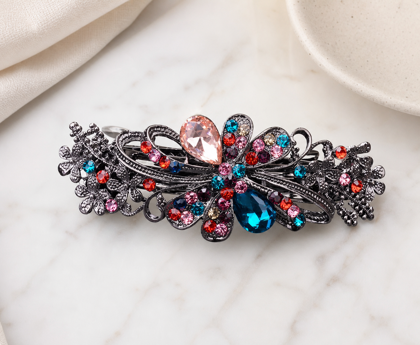 Jeweled Floral Hair Clip,Studio7Fashion