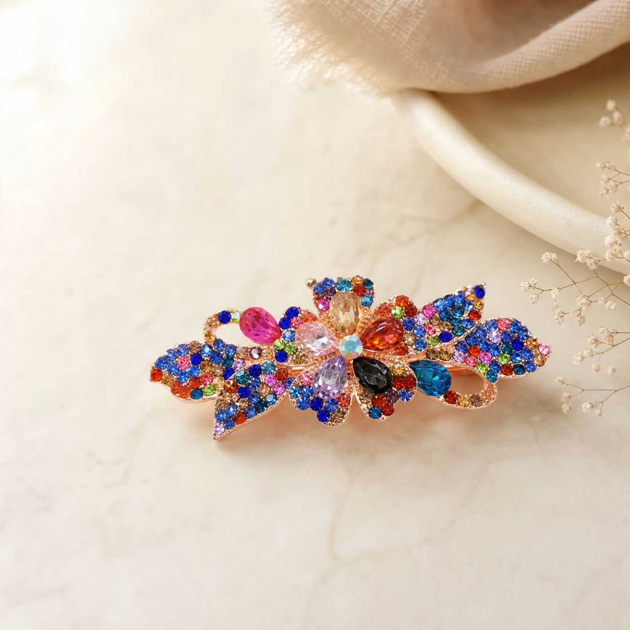 Multicolor Embellished Hair Clip,Studio7Fashion